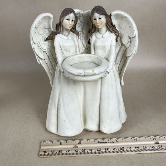 VTG Angels Inspirational Figurine Tealight CandleHolder 7" Guardian Angels Decor - Picture 9 of 9